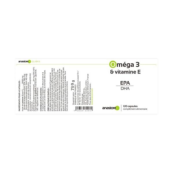 OMÉGA 3 - EPA + * 500 mg / 120 capsules * Titré à 39% en EPA