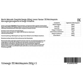 Nordic Naturals Complete Omega-3, 565mg, Avec huile de bourrache et GLA, 120 Capsules molles, Goût de citron, Testé en Labora