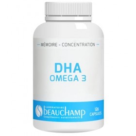 Laboratoire Beauchamp - Complément alimentaire DHA OMEGA 3-120 capsules - Bon fonctionnement cérébral - Mémoire - Concentrati