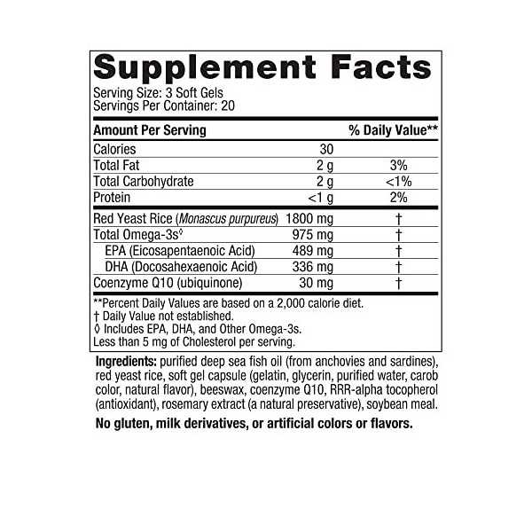 LDL Omega, avec levure de riz rouge et de CoQ10, 1000 mg - Nordic Naturals