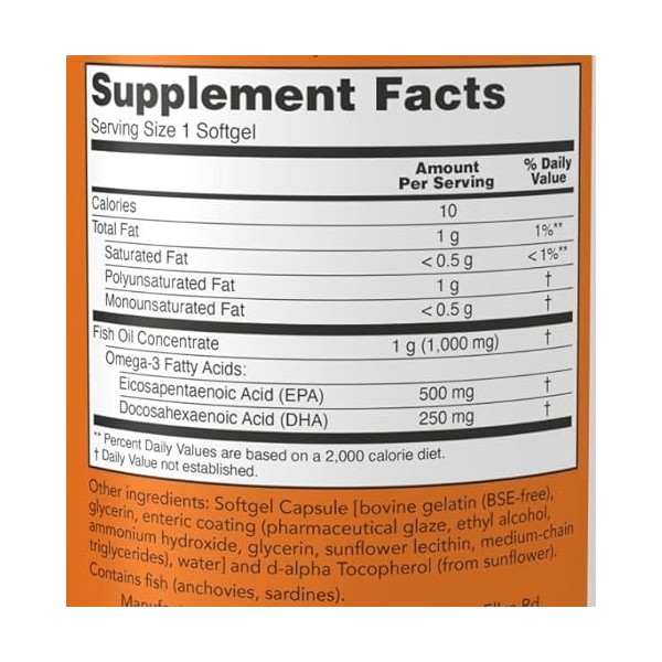 Now Foods Ultra Omega-3 500 EPA 250 DHA 180 Capsules molles Huile de Poisson