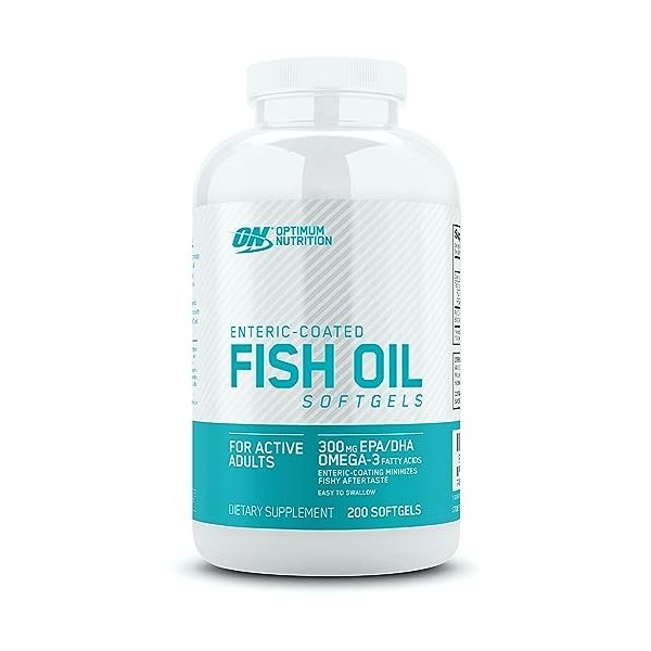 Optimum Nutrition Fish Oil Enteric Coated Omega 3 Capsules, complément alimentaire pour hommes et femmes, source dacides gra