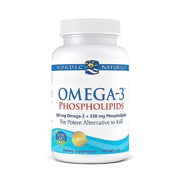 Nordic Naturals, Omega-3 Phospholipids, avec Phosphatidylcholine, 60 Capsules molles, Testé en Laboratoire, Sans Gluten, Sans