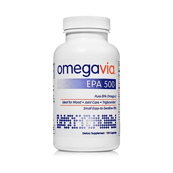 Omegavia EPA 500. dune grande Pureté Epa-only Formula, 120 capsules. 500 mg dEPA par Pill. Ifos 5 étoiles Certifié.