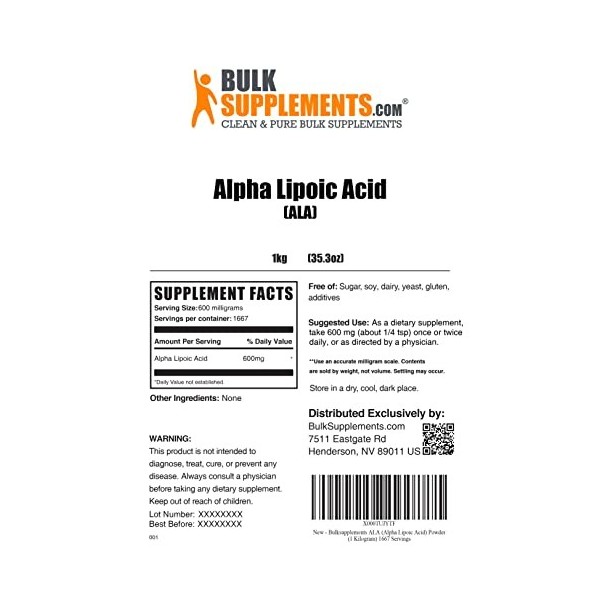 BULKSUPPLEMENTS.COM Alpha Lipoic Acid - 1KG