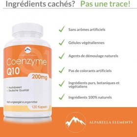 Coenzyme Q10 - VEGAN et HAUTEMENT DOSÉ - 200mg de Coq10 par Capsule - 120 Gélules