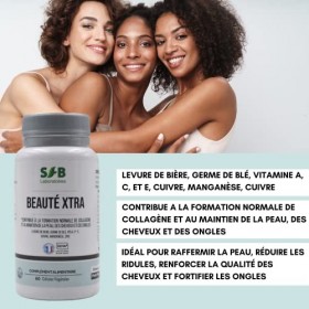 SFB Laboratoires - Beauté Xtra - Santé de la Peau des Ongles et des Cheveux - Favorise la Formation et le Maintien du Collagè