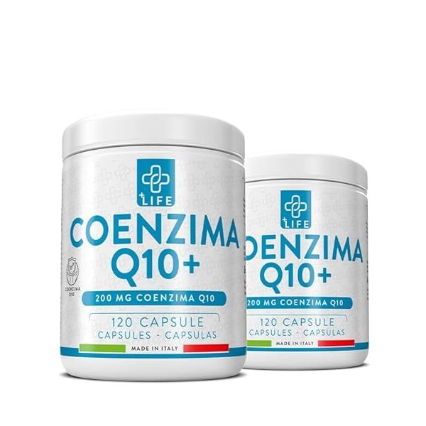COENZIMA Q10 200 mg dUbichinone naturelle PiuLife® ● 120 Capsules de CoQ10 Antioxydantes AntiAge ● Intégrateur Q10 Coenzyme 