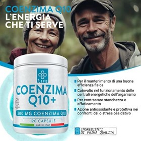 COENZIMA Q10 200 mg dUbichinone naturelle PiuLife® ● 120 Capsules de CoQ10 Antioxydantes AntiAge ● Intégrateur Q10 Coenzyme 