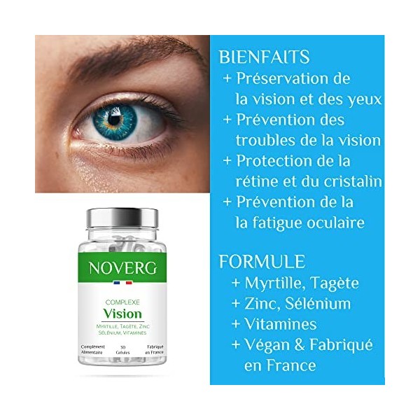 Vision | Améliore la vision et lacuité visuelle, Protège du vieillissement oculaire | Lutéine, Zéaxanthine, Myrtille, Tagète