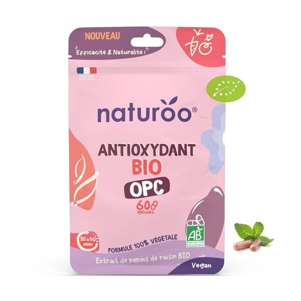 Antioxydant | 90% OPC | Extrait de Pépins de Raisin | Premium & Vegan | Garanti sans produits chimiques | 60 gélules | Complé