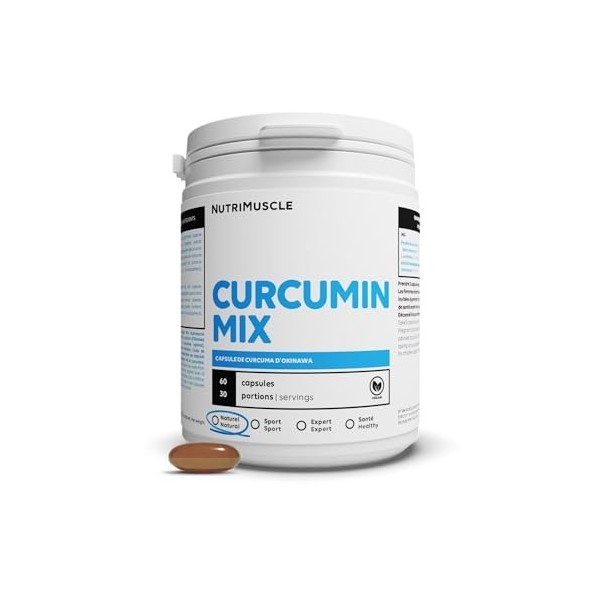 Nutrimuscle - Curcumine - Curcuma dOkinawa - 60 capsules - 100 mg par dose - Effets détoxifiants pour le corps - Perte de po