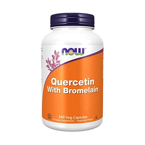 Now Foods, Quercétine avec Bromélaïne, Hautement Dosé, 240 Capsules végétaliennes, Testé en Laboratoire, Sans Soja, Sans Glut