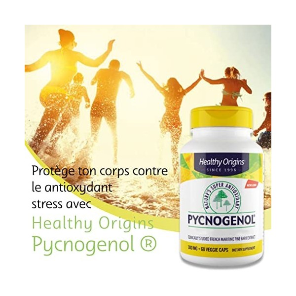 Healthy Origins, Pycnogenol, 100 mg, 60 Gélules végétaliennes, Testé en Laboratoire, Pin Maritime, Sans Gluten, Sans Soja, Vé
