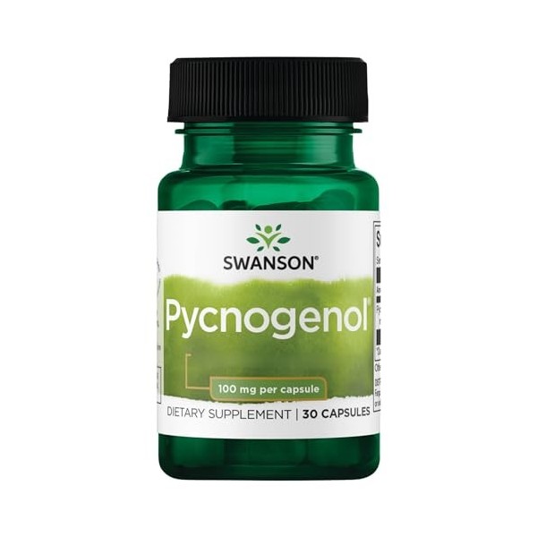 Swanson, Pycnogenol, 100mg, Extrait dÉcorce de Pin, Haute Dosé, 60 Capsules, Testé en Laboratoire, Sans Soja, Sans Gluten, S