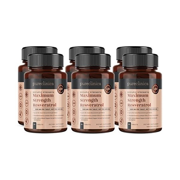 Pureclinica Resvératrol 1000 mg x 360 comprimés - 4 flacons de 90 comprimés - Approvisionnement 12 mois
