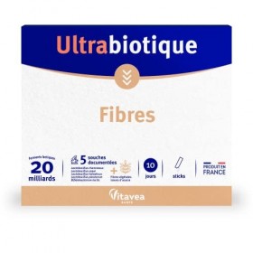 Ultrabiotique Fibres - Complément alimentaire équilibre flore intestinale - Probiotiques - 20 millairds de ferments lactiques