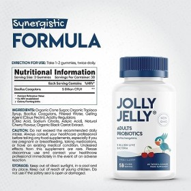 Gommes Probiotiques pour Adultes - 5B CFU Bacillus Coagulans par portion - sans OGM, sans gluten, halal, saveur cerise - 60 g