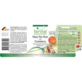 Fairvital | Flora Pro Fem - Lactobacillus rhamnosus et Lactobacillus acidophilus -15000mg de canneberge par dose journalière 