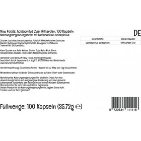 Now Foods, Acidophilus Two Billion Acidophilus Deux Milliards , 100 Capsules végétaliennes, Testé en Laboratoire, Bactéries 
