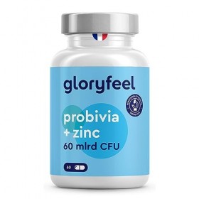 Probivia+, Probiotique Complex avec Zinc et Inuline, 60 Milliards dUFC, 21 Souches Bactériennes, Lactobacillus Salivarius, B