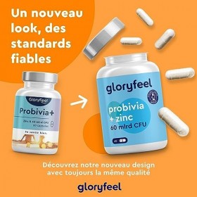 Probivia+, Probiotique Complex avec Zinc et Inuline, 60 Milliards dUFC, 21 Souches Bactériennes, Lactobacillus Salivarius, B