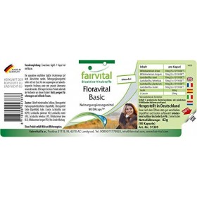 Fairvital | Floravital Basic - 6 probiotiques + Inuline - Lactobacillus et Bifidobactéries - 90 gélules