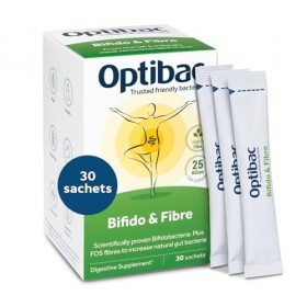 Optibac Bifido et Fibres - Quotidienne 25 Milliards UFC B. Lactis BB12 Paquet de 30 Sachets 