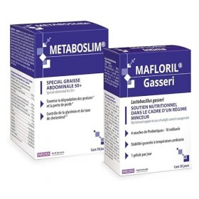Ineldea Santé Naturelle Le Protocole Minceur - Metaboslim + Mafloril Gasseri - Aide à rééquilibrer le microbiote - Aide à la 
