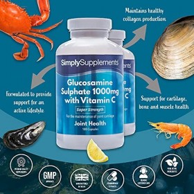 Glucosamine 1000mg avec Vitamine C | 360 gélules | Jusqu’à 1 an de bienfaits | Simply Supplements