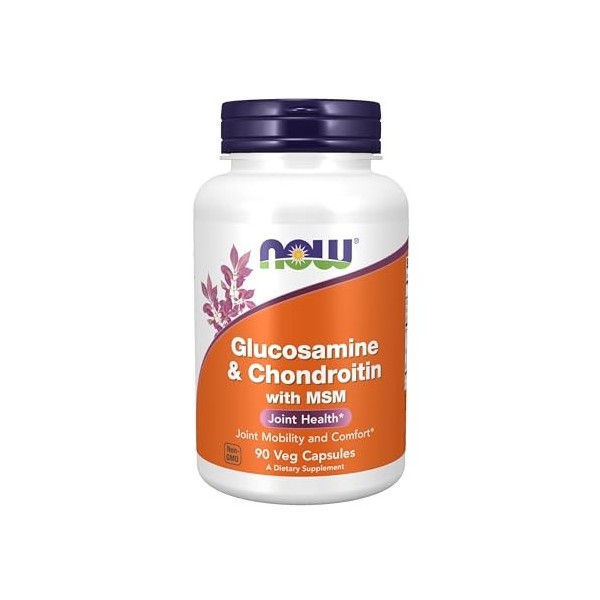 Now Foods, Glucosamine & Chondroitin avec MSM, 90 Capsules, Testé en Laboratoire, Sans Soja, Sans Gluten, Sans OGM