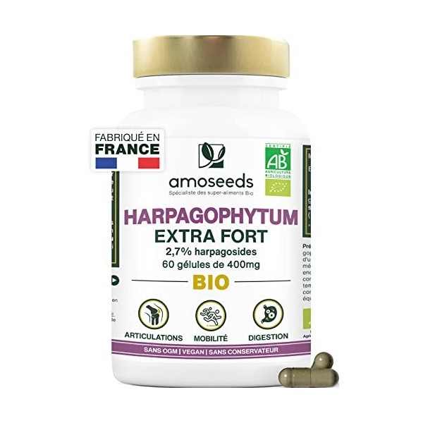 Harpagophytum BIO, Extra Fort | 3000mg par jour, 2,7% Harpagosides | Articulations, Tendons, Mobilité | Griffes du Diable | 6