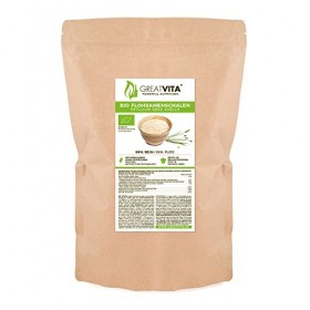 Coques de psyllium biologique MeaVita, pures à 99%, Coques de psyllium indien, riches en fibres et végétaliennes 1KG 2 x 500