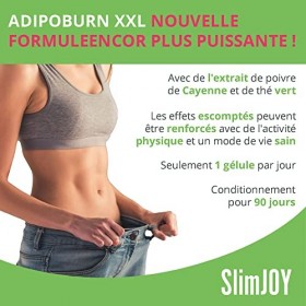 SlimJOY AdipoBurn XXL - Extrait de Feuille de Thé Vert, Morosil, Poivre de Cayenne et Caféine - 30 Gélules par Sensilab - ave