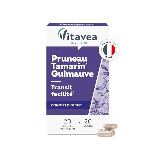 Vitavea - Complément Alimentaire Transit Régulier - Idéal Transit, Confort Intestinal, Constipation Adulte - Pruneau, Tamarin