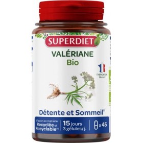 SUPERDIET - VALÉRIANE BIO - Détente, Sommeil - Phytothérapie - Fabrication française - 45 gélules