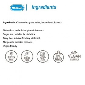 MANASUL - Perfusion Digestive avec Curcuma Camomille, Anise et Mélisse. Digest avec Curcuma. Boîte de 25 sachets