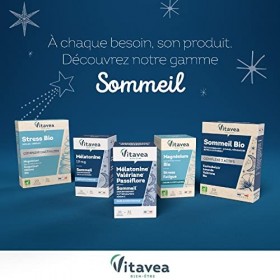 Vitavea - Mélatonine 1 mg Bio - Complément Alimentaire Sommeil Adulte - Endormissement, Pour Dormir - Décalage Horaire, Jet L