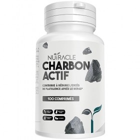 Nutracle Charbon Actif Végétal 500mg 100 comprimés - Aérophagie Et Météorisme, Pour Réduire l’Air Dans le Ventre
