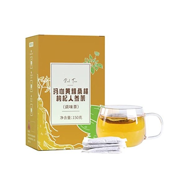 Ginseng Five Treasure Tea, 30 Sachets de thé Emballés Individuellement, Enrichis Dingrédients Naturels Tels que Maca, Polygo