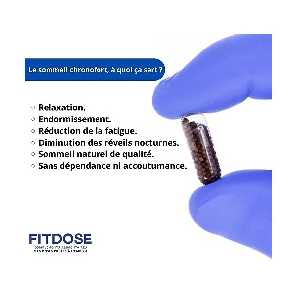 FITDOSE-SOMMEIL - Gélules de Mélatonine Valériane Passiflore - Cure de 1 mois prêt à l’emploi - Sommeil réparateur et Endormi