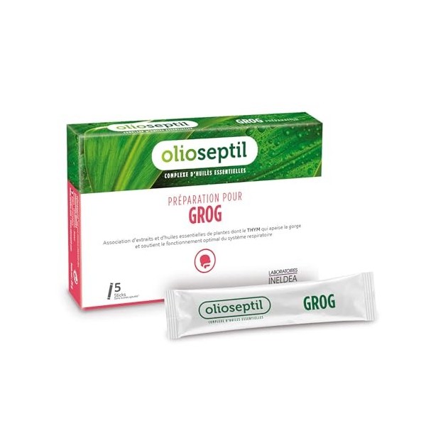 OLIOSEPTIL - Préparation pour Grog - Association dextraits et dhuiles essentielles de plantes - Aide à apaiser la gorge et 