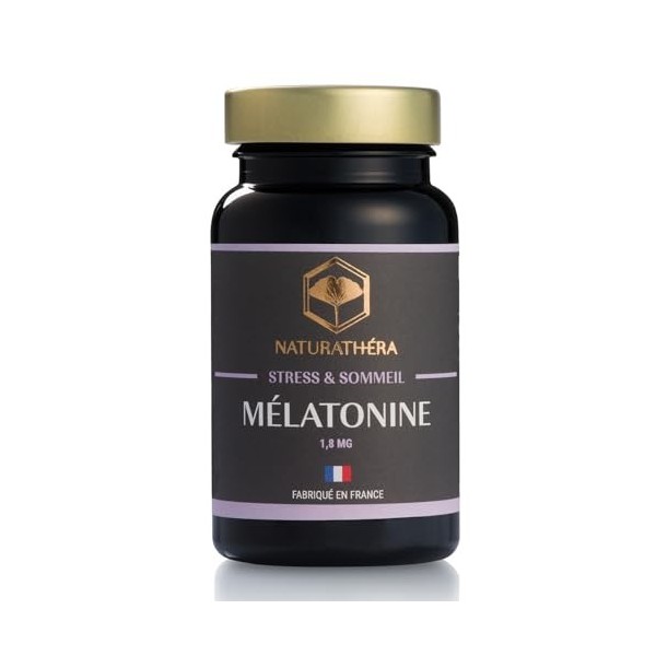 Naturathéra MÉLATONINE 1,8MG - Dosage fort - Complément Alimentaire Réveils Nocturnes Insomnies Difficultés dendormissement 