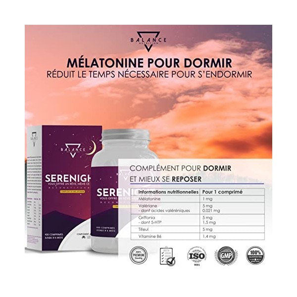 SERENIGHT - 400 Comprimés 1+ An De Provision | Melatonine | Melatonine 1Mg Forte Avec 5 Htp, Valériane, Tilleul, Et Vitamin