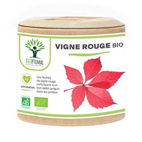 Vigne rouge Bio - Complément alimentaire Bioptimal - Jambes Lourdes Peau Saine Circulation Sanguine Hémorroïdes - 300 mg de F