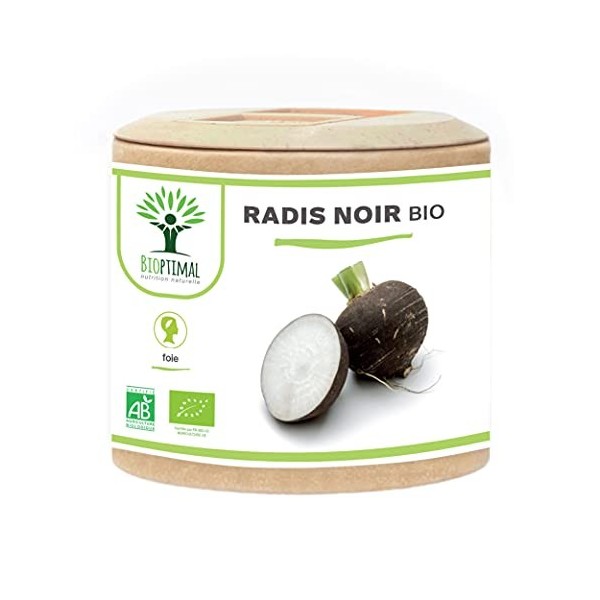 Radis Noir Bio - Bioptimal - Complément Alimentaire - Dépuratif Naturel Détox Foie Digestion - 100% Pur - Élimine les toxines