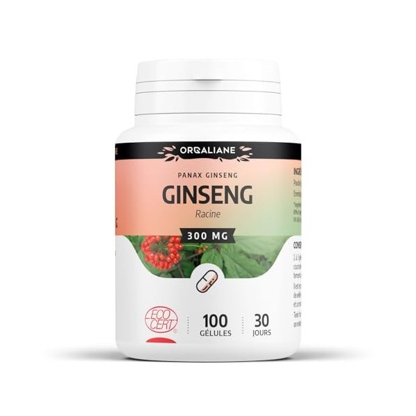 Ginseng Biologique 300 mg - 100 gélules - Certifié Ecocert - Orgaliane