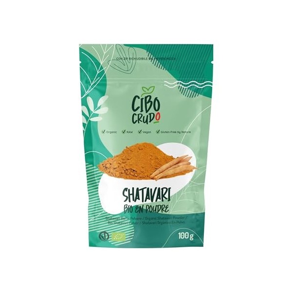 Shatavari Bio en Poudre - 100g. Connu sous le Nom d’Asperges Racemosus Pures et Cru. Classé Comme Aliment Adaptogène. Utile p