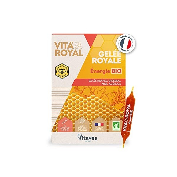 Vitavea - VitaRoyal Énergie BIO - Réduction de la fatigue, Défenses naturelles, Bienfaits Naturels de la Ruche - Gelée royal