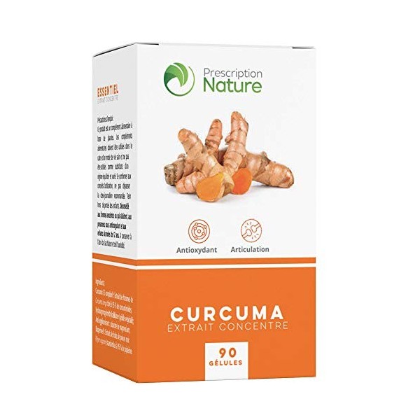 Prescription Nature - CURCUMA - Complément Alimentaire - Haute Teneur en Curcuma et Poivre Noir - Puissant Antioxydant - Arti